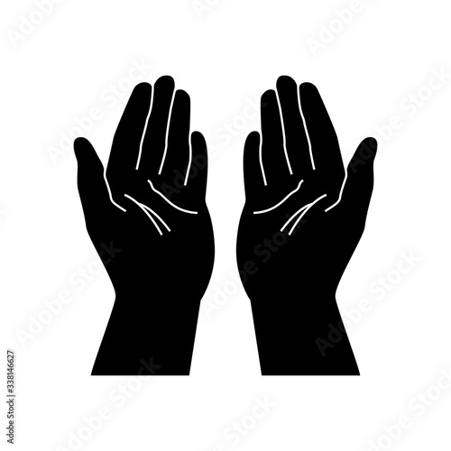 Praying Hands. Religion praying hands isolated on white background. Jesus praying hands silhouette isolated on white background