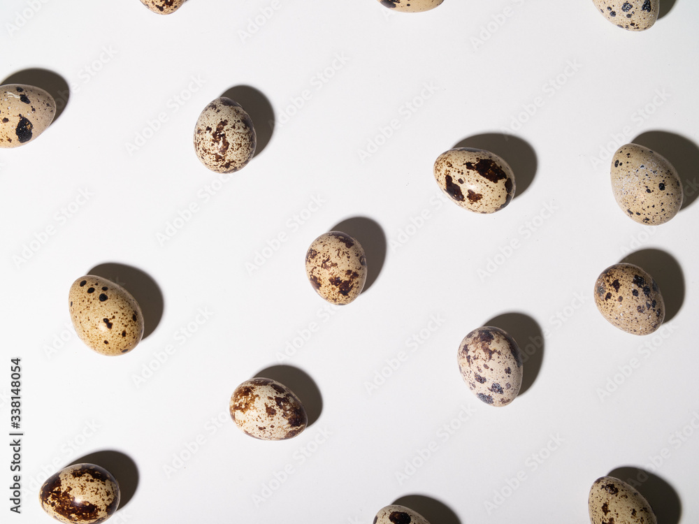 Quail eggs pattern isolated on white background. Quail eggs pattern isolated on white background.