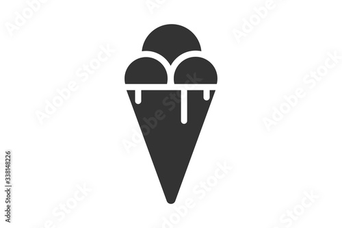 Ice cream icon. Black flat style ice cream sign. Vector illustration isolated on white background.