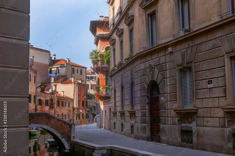  venetian canals and bridges .old city Venice , Italy.