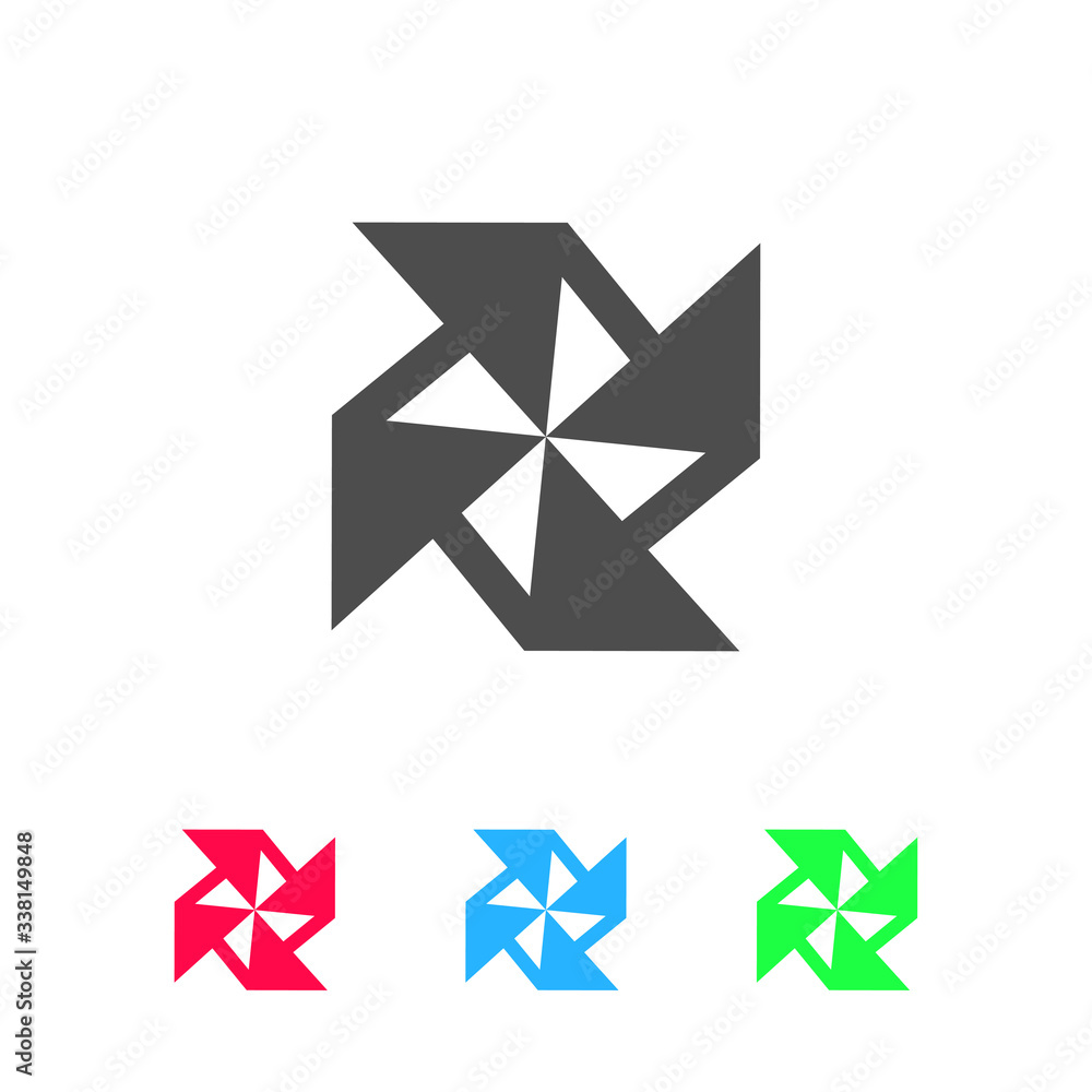 Paper windmill icon flat Paper windmill icon flat