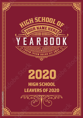 Vintage School Yearbook Cover. Vector Layered photo