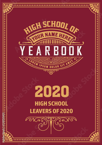 Vintage School Yearbook Cover. Vector Layered