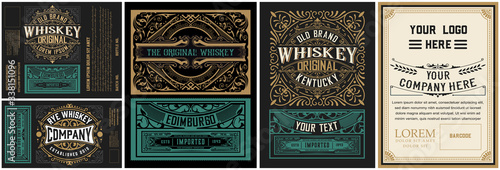 Set of 6 vintage labels for packing