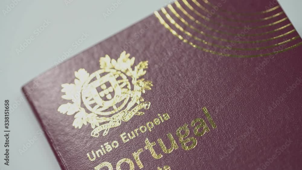 Foreign European passport Schengen, Portugal closeup on a white background. Foreign European passport Schengen, Portugal closeup on a white background.