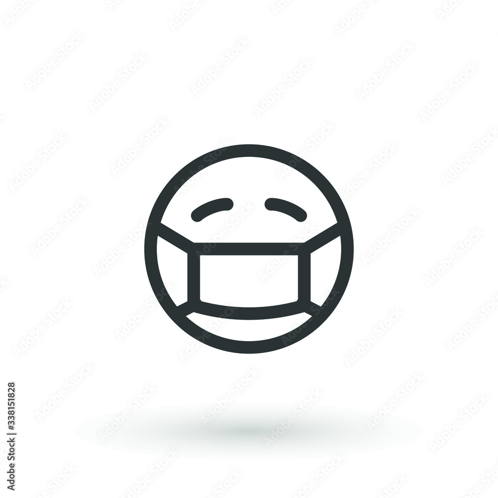 Sick emoticon wearing a medical mask. emoji medical mask fear of viruses, germs, pandemic and disease. Sick emoji with mouth mask Sick emoticon wearing a medical mask. emoji medical mask fear of viruses, germs, pandemic and disease. Sick emoji with mouth mask