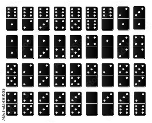 Creative vector domino full set isolated on white background. Dominoes bones art design. Abstract concept for game graphic element . Abstract concept . Vector illusration EPS 10