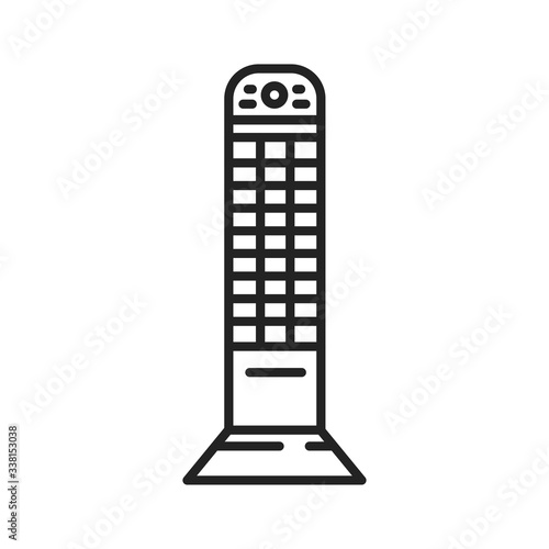 Infrared vertical heater black line icon. Device with a higher temperature which transfers energy to a body with a lower temperature throug. Electromagnetic radiation.