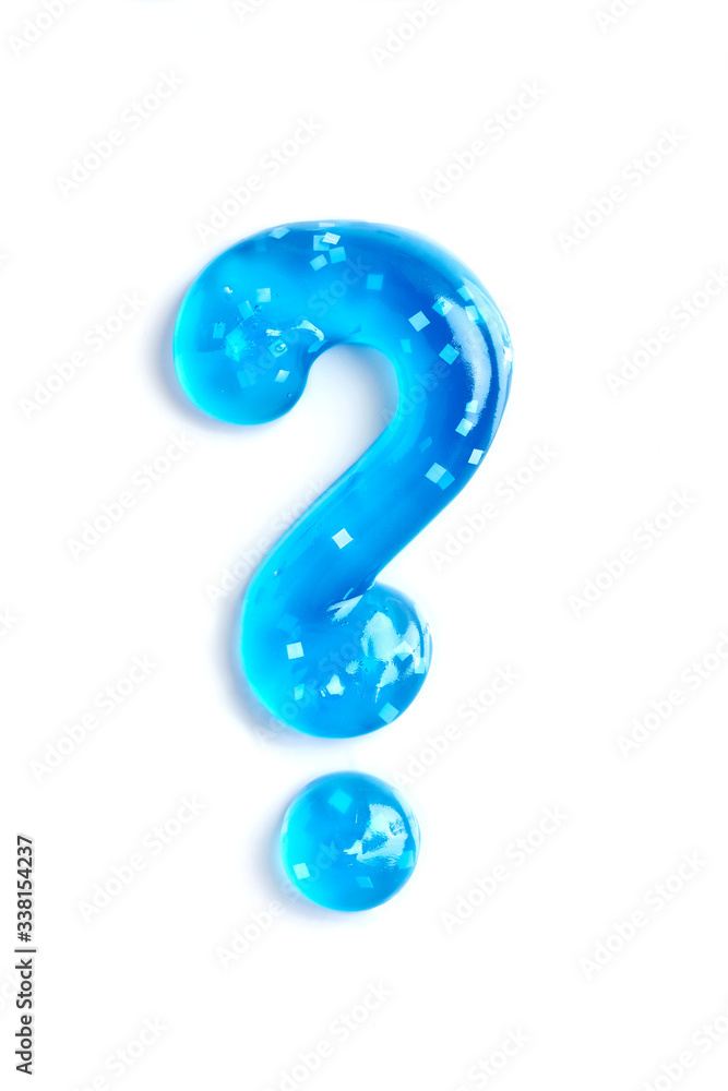 Fototapeta premium Toothpaste. Question mark. Top view. Flat lay. On white background.