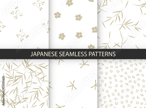 Set of 6 patterns in japanese style. Vector collection of asian backgrounds.