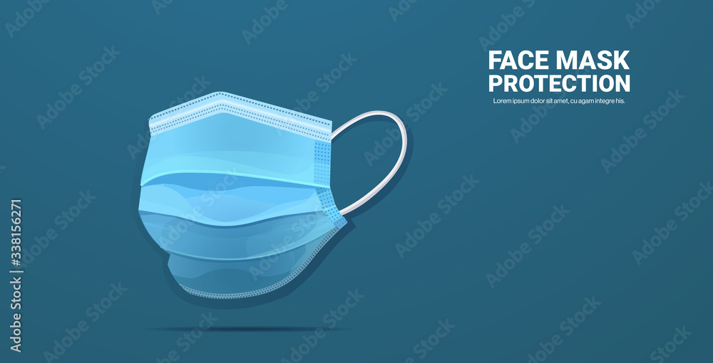 blue antiviral medical respiratory protection face mask coronavirus covid-19 prevention health care concept copy space horizontal vector illustration blue antiviral medical respiratory protection face mask coronavirus covid-19 prevention health care concept copy space horizontal vector illustration