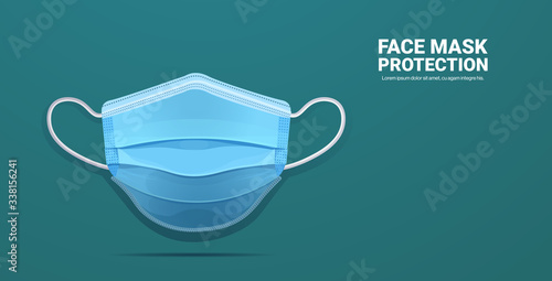 blue antiviral medical respiratory protection face mask coronavirus covid-19 prevention health care concept copy space horizontal vector illustration