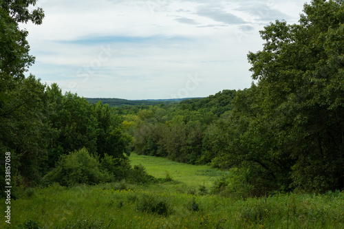 Trails around Castle Rock state park on a hot and humid summer day. Illinois, USA.