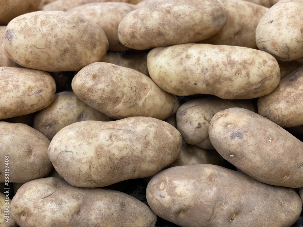 Organic Russet Potato on the grocery shelf Organic Russet Potato on the grocery shelf