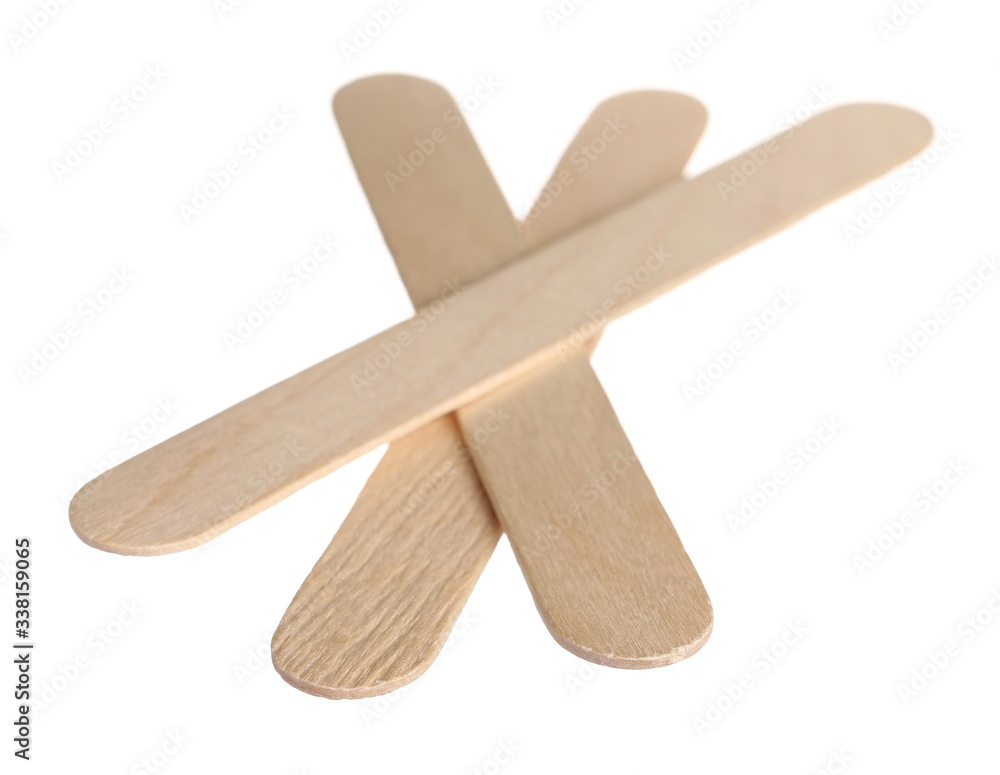 Medical throat inspection spatulas isolated on white background with clipping path Medical throat inspection spatulas isolated on white background with clipping path