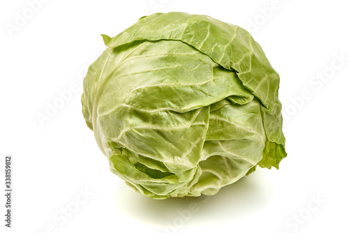 Green cabbage, isolated on white background