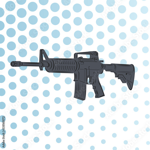 M-16 legendary assault rifle vector illustration. Classic armament flat design.