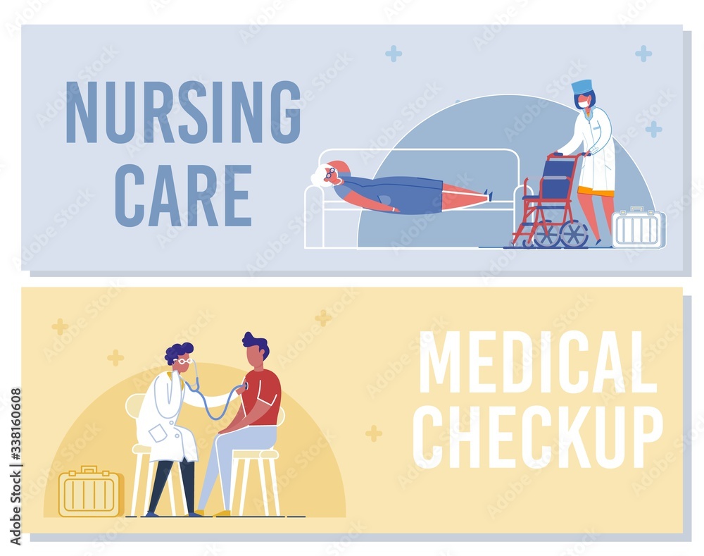 Fototapeta premium Nurse with Wheelchair Doctor Examining Man Patient