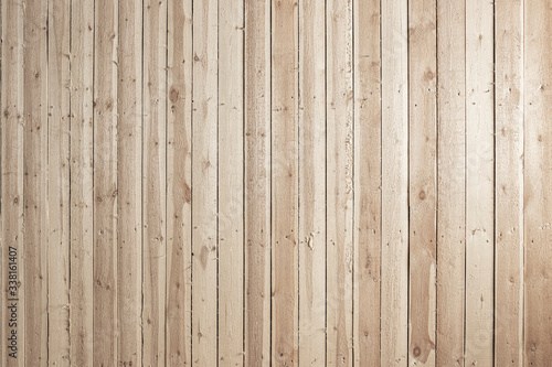 Background of a wooden wall covered with boards in vertical orientation, texture of boards in general plan