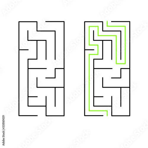 5x10 rectangular vector maze with solution
