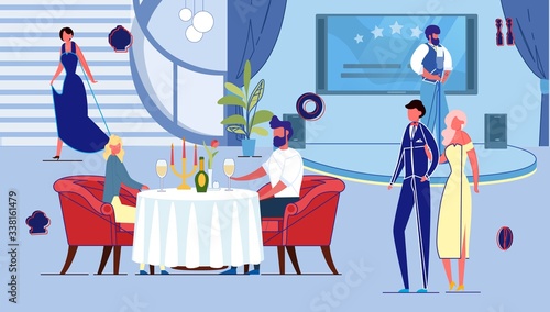 People in Cabaret Club or Restaurant with Show.