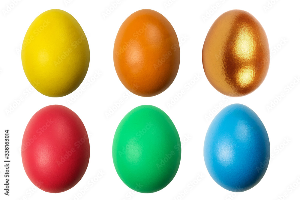 Set of colorful painted Easter eggs on the white background Set of colorful painted Easter eggs on the white background
