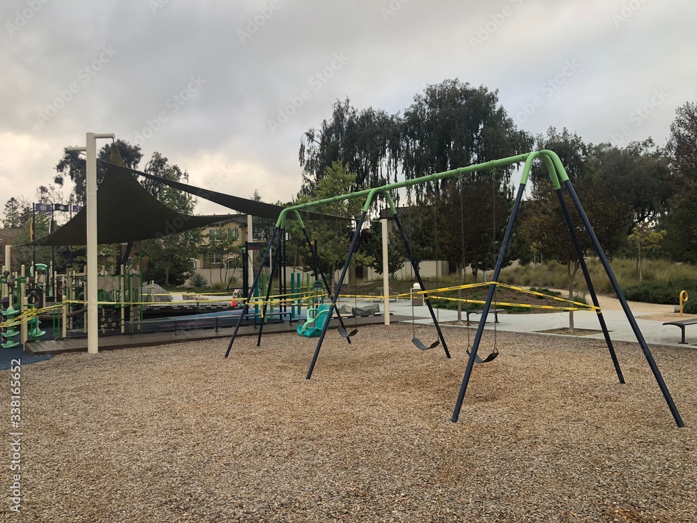 Fototapeta premium Shelter-in-place: empty playground in the park