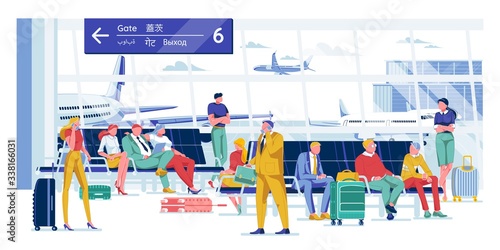 People Waiting for Flight in Comfortable Lounge.