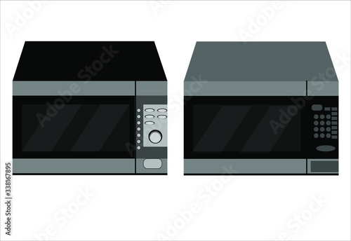 Set of microwave ovens isolated on the white background. 