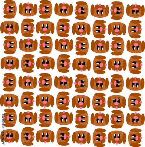 Fototapeta Naklejka Na Ścianę i Meble -  happy dog face cartoon drawing pattern on white background