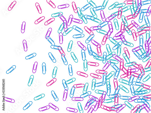 Stationary paperclips isolated on white background