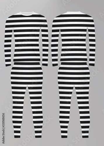 Prison uniform. striped t shirt and pants. vector illustration