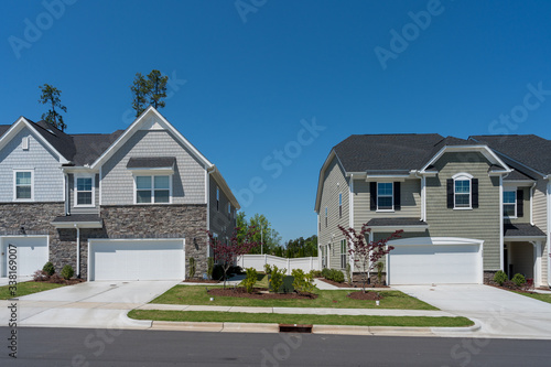 Cary, North Carolina, USA - April 11, 2020: quiet residential neighborhood 