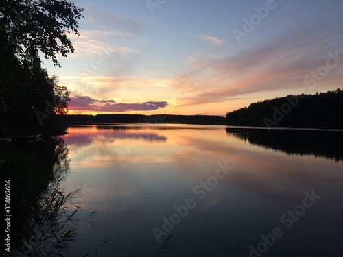 water, sky, landscape, nature, lake, blue, summer, cloud, reflection, green, view, scene, scenic, forest, tranquil, tree, season, beautiful, day, sunlight, environment, idyllic, calm, outdoor