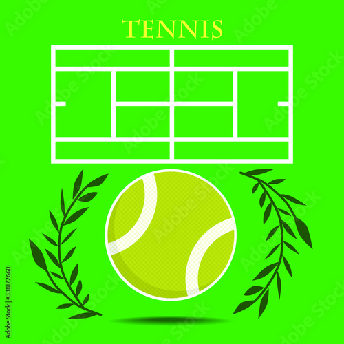 tennis court and tennis ball