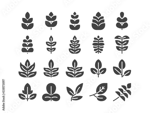 Compound Leaf Solid Glyph Icon Set Spring Concept Luxury Illustration Vector EPS 10.