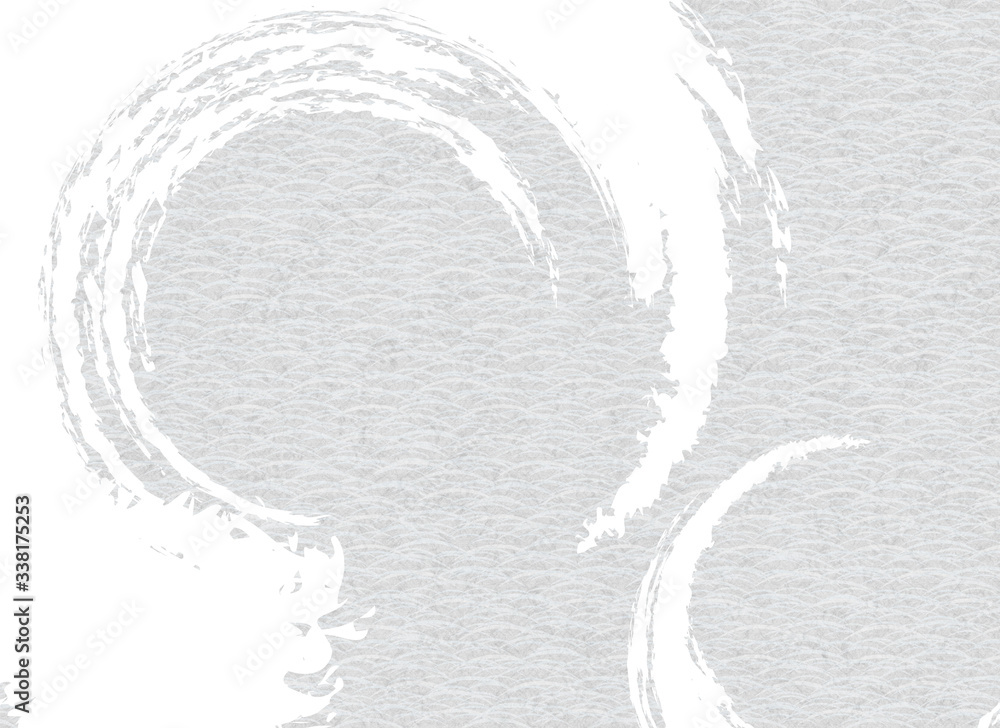 Fototapeta premium Pattern used for Japanese style background. Japanese style background pattern. 背景：和柄 和風 伝統 テクスチャ 屏風 ふすま 筆 丸 模様 灰色