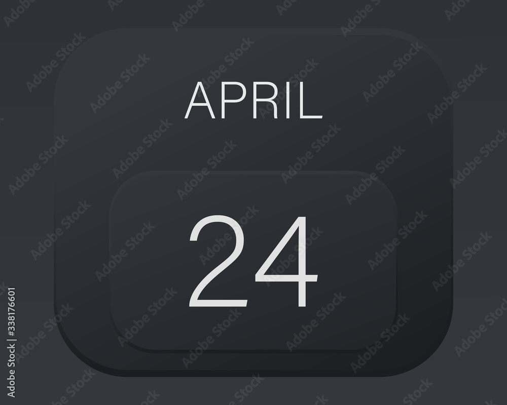 Design calendar 2021 year in trendy black style. Vector illustration symbol of a calendar. Stylish black gradient. Daily sign of the calendar for web site design, logo, app, UI/UX. Spring April Design calendar 2021 year in trendy black style. Vector illustration symbol of a calendar. Stylish black gradient. Daily sign of the calendar for web site design, logo, app, UI/UX. Spring April