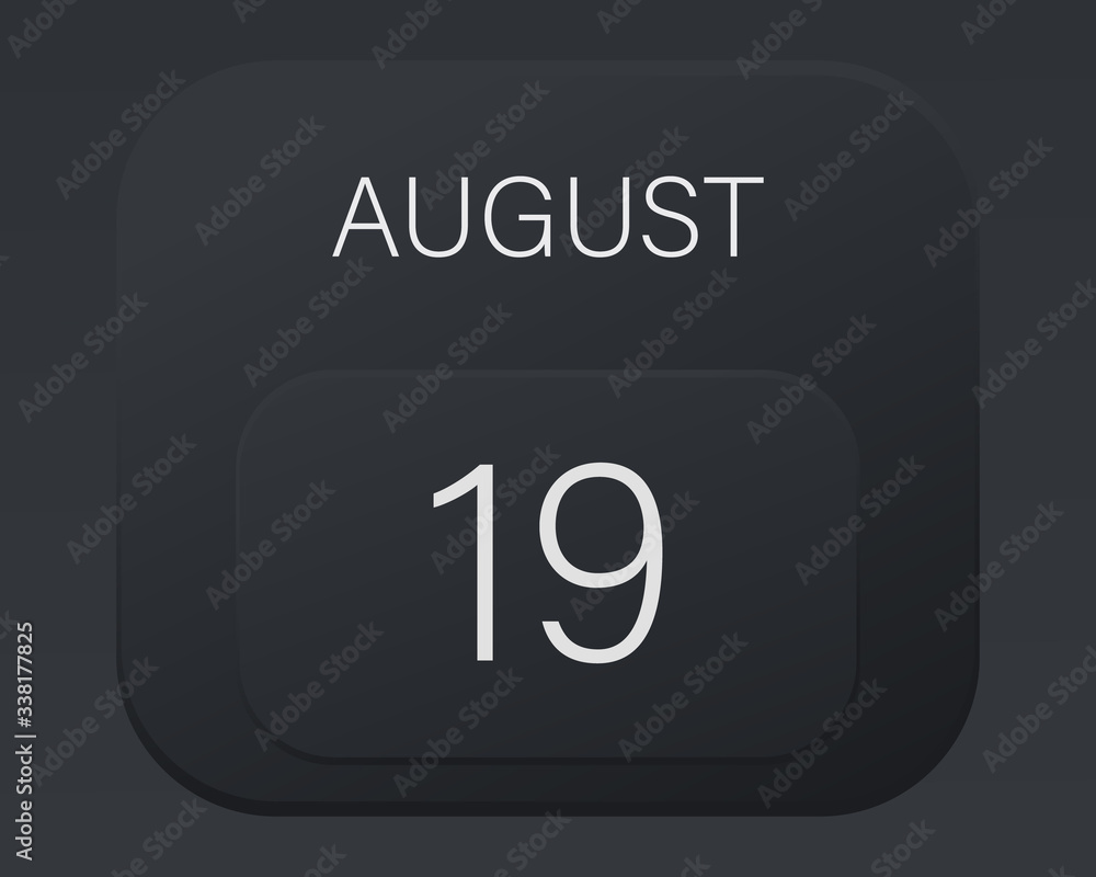 Design calendar 2021 year in trendy black style.Vector illustration symbol of a calendar. Stylish black gradient. Daily sign of the calendar for web site design, logo, app, UI/UX. Summer August Design calendar 2021 year in trendy black style.Vector illustration symbol of a calendar. Stylish black gradient. Daily sign of the calendar for web site design, logo, app, UI/UX. Summer August