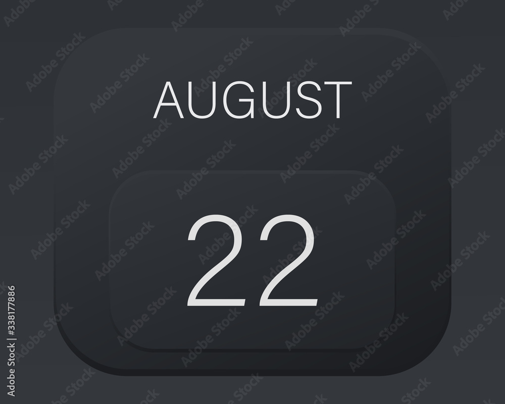 Design calendar 2021 year in trendy black style.Vector illustration symbol of a calendar. Stylish black gradient. Daily sign of the calendar for web site design, logo, app, UI/UX. Summer August Design calendar 2021 year in trendy black style.Vector illustration symbol of a calendar. Stylish black gradient. Daily sign of the calendar for web site design, logo, app, UI/UX. Summer August