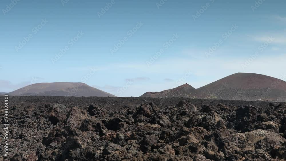 panning of landscape of Timanfaya National Park, lanzarote panning of landscape of Timanfaya National Park, lanzarote