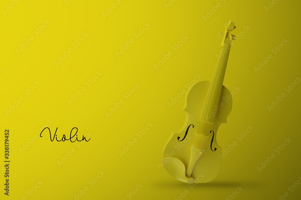 yellow violin, isolated violin, yellow background, png