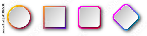 Set of vector origami banners with shadow.
