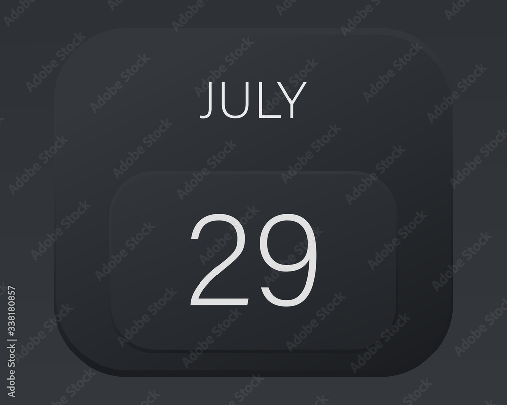 Design calendar 2021 year in trendy black style.Vector illustration symbol of a calendar. Stylish black gradient. Daily sign of the calendar for web site design, logo, app, UI/UX. Summer July Design calendar 2021 year in trendy black style.Vector illustration symbol of a calendar. Stylish black gradient. Daily sign of the calendar for web site design, logo, app, UI/UX. Summer July