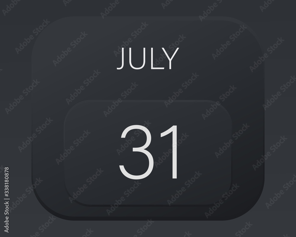 Design calendar 2021 year in trendy black style.Vector illustration symbol of a calendar. Stylish black gradient. Daily sign of the calendar for web site design, logo, app, UI/UX. Summer July Design calendar 2021 year in trendy black style.Vector illustration symbol of a calendar. Stylish black gradient. Daily sign of the calendar for web site design, logo, app, UI/UX. Summer July