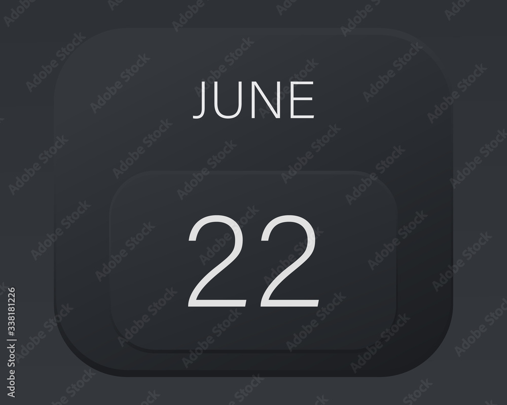 Design calendar 2021 year in trendy black style.Vector illustration symbol of a calendar. Stylish black gradient. Daily sign of the calendar for web site design, logo, app, UI/UX. Summer June Design calendar 2021 year in trendy black style.Vector illustration symbol of a calendar. Stylish black gradient. Daily sign of the calendar for web site design, logo, app, UI/UX. Summer June