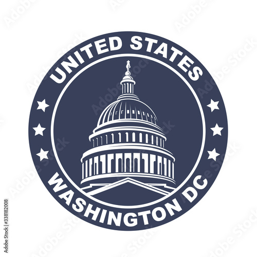 United States Capitol building icon in Washington DC isolated on white backgrpound