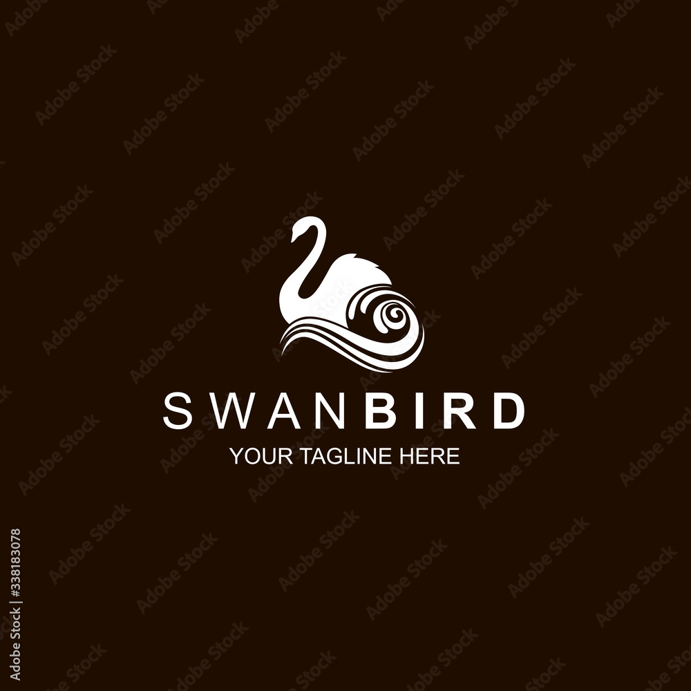 white swan icon isolated on black background white swan icon isolated on black background