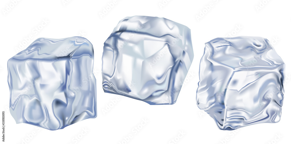 Ice cubes transparent on a white background. Vector. Ice cubes transparent on a white background. Vector.