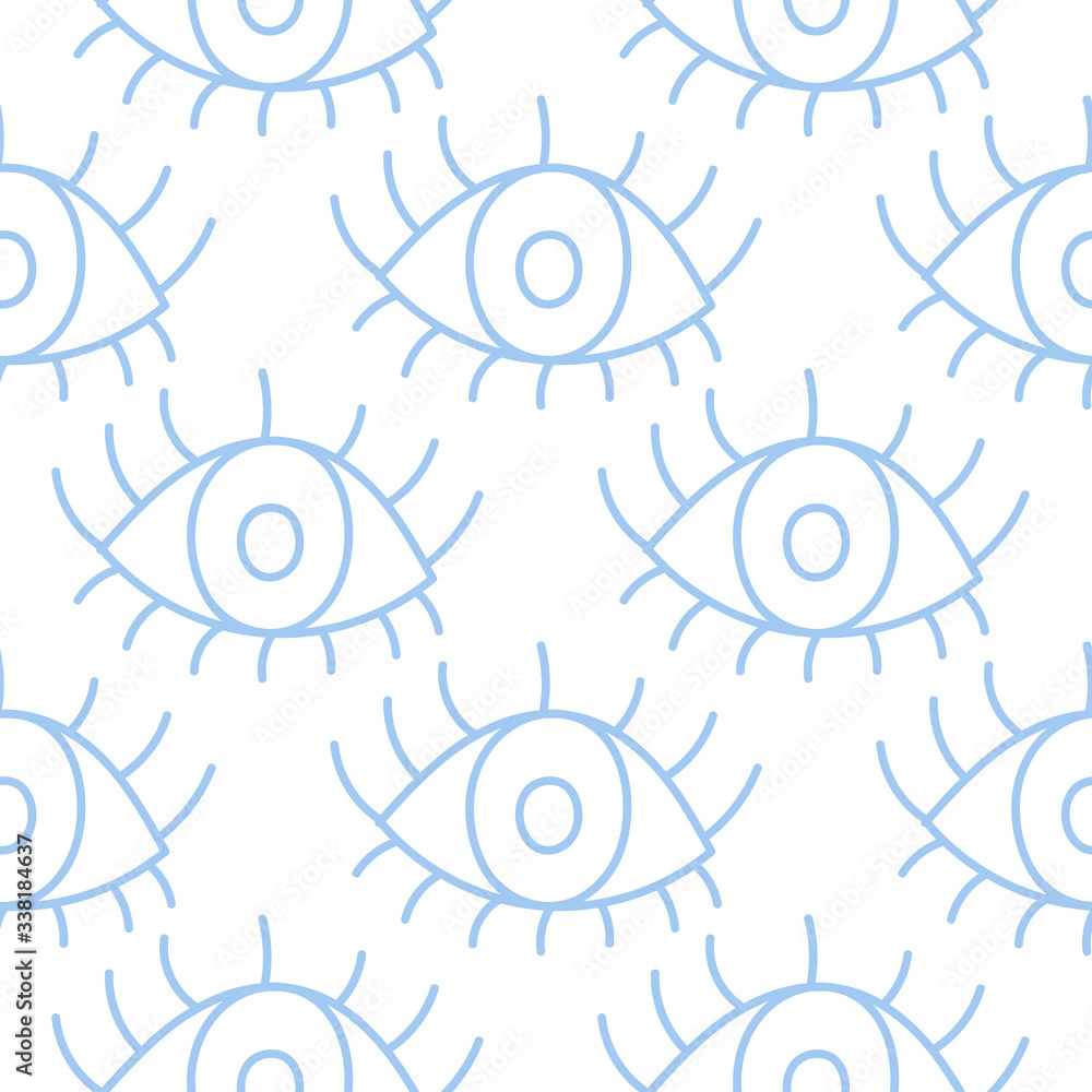 Hand-drawn blue eyes isolated vector seamless pattern Hand-drawn blue eyes isolated vector seamless pattern
